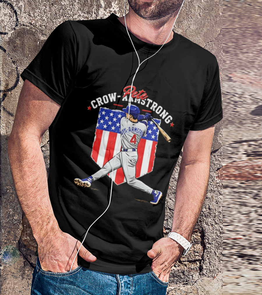 Pete Crow Armstrong Chicago Cubs Baseball 4 American Flag 2026 T-Shirt
