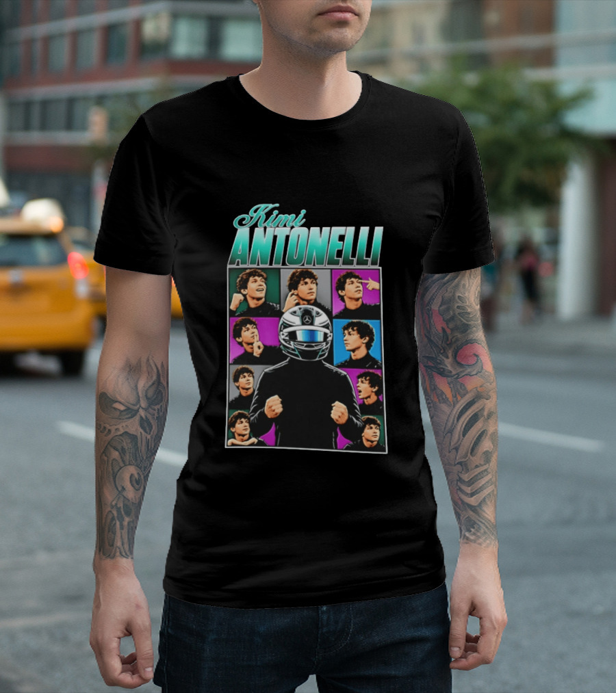 Kimi Antonelli F1 Team Pop Art Helmet Racer T-Shirt