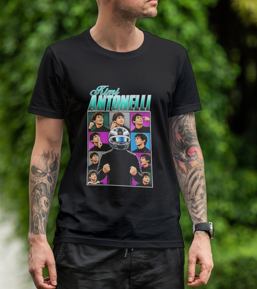 Kimi Antonelli F1 Team Pop Art Helmet Racer T-Shirt
