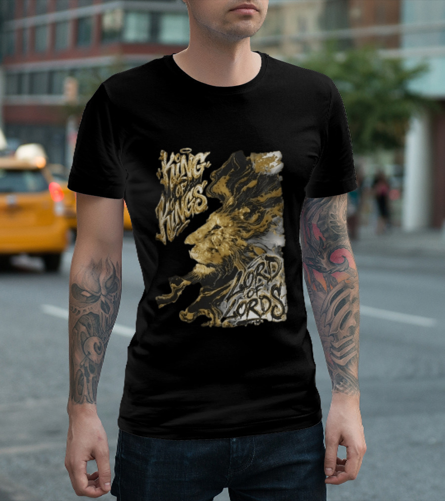 King Of Kings Lord Of Lords Golden Lion Swirling Mane T-Shirt