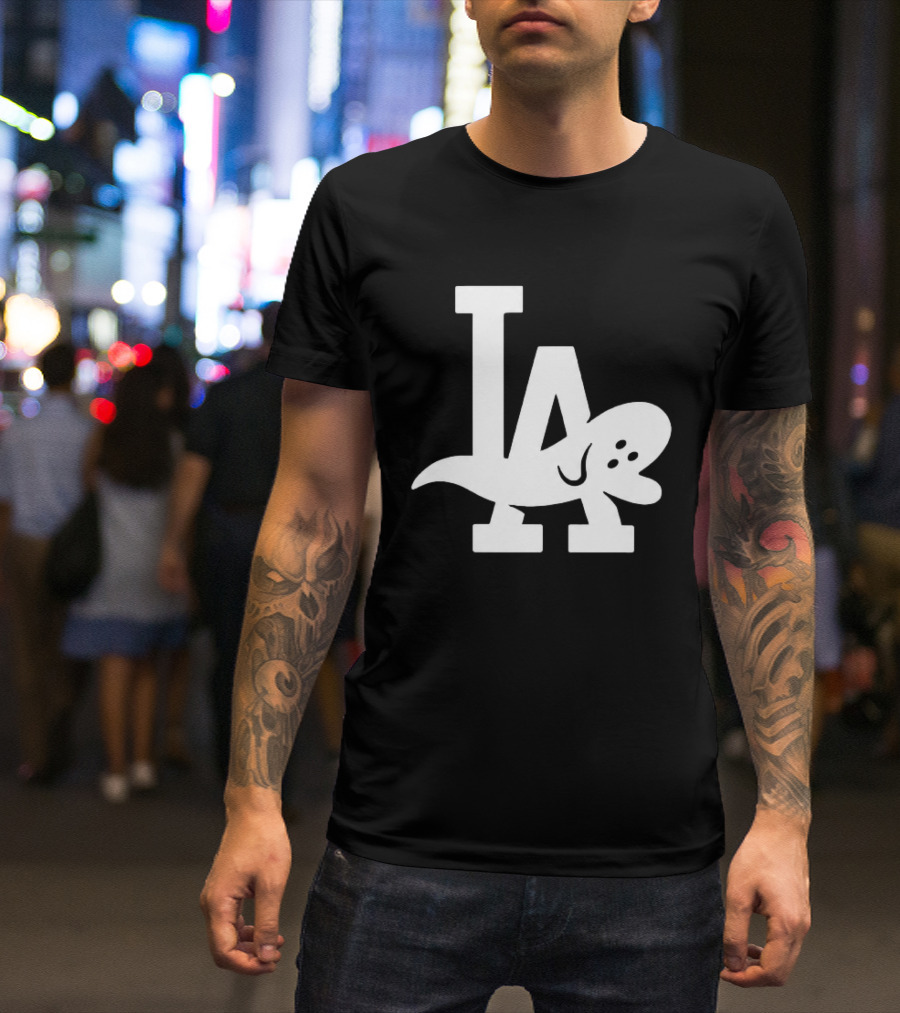 Los Angeles Dodgers LA Ghost Logo Halloween T-Shirt