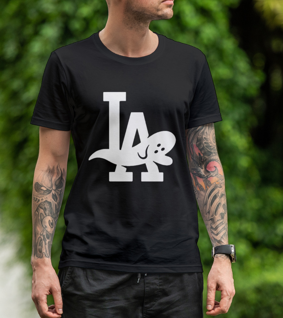 Los Angeles Dodgers LA Ghost Logo Halloween T-Shirt