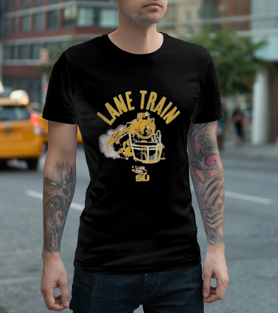 Lane Train Yellow Steam Lsu Tigers NCAA Locomotive Helmet Smoke T-Shirt