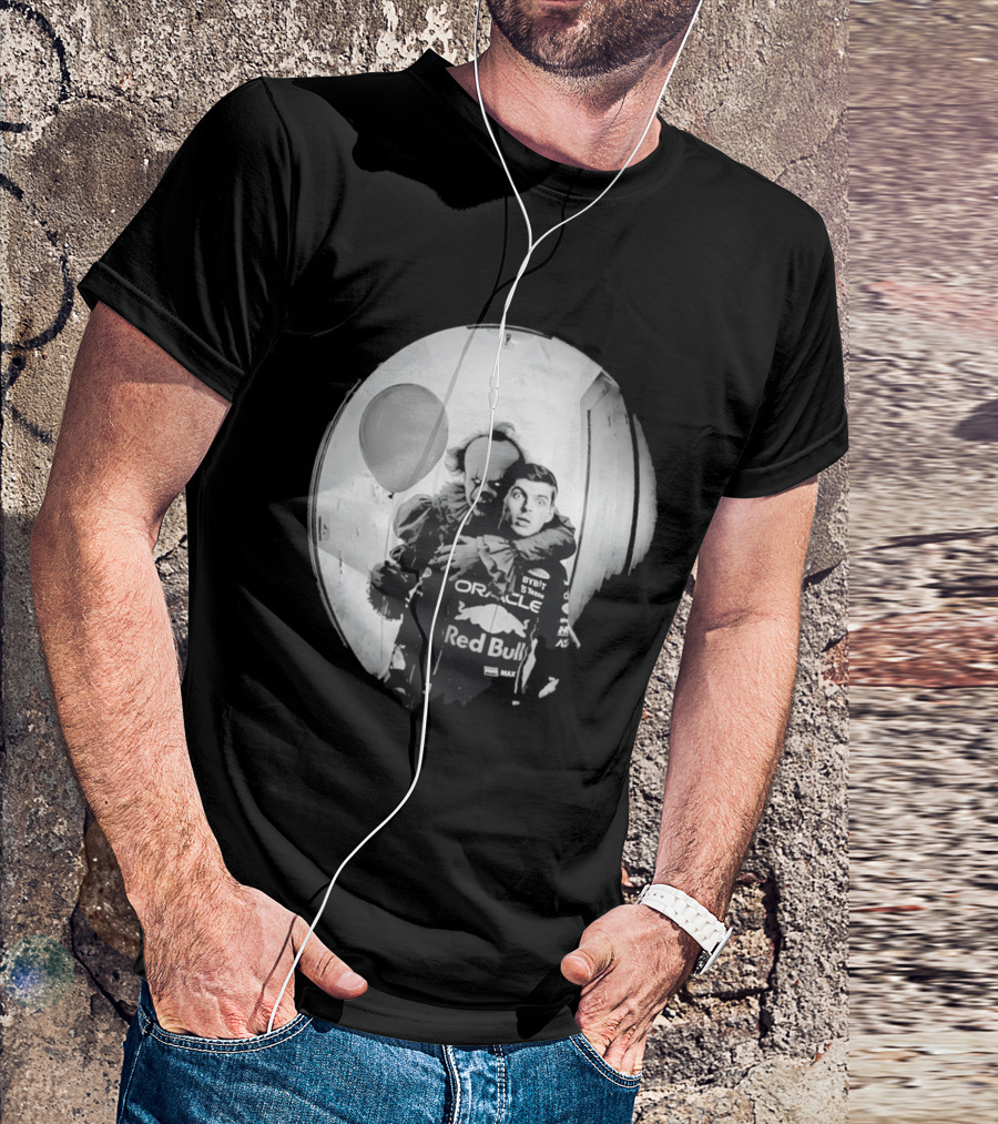 Max Verstappen Red Bull Racing And Pennywise Balloon Halloween Scene T-Shirt