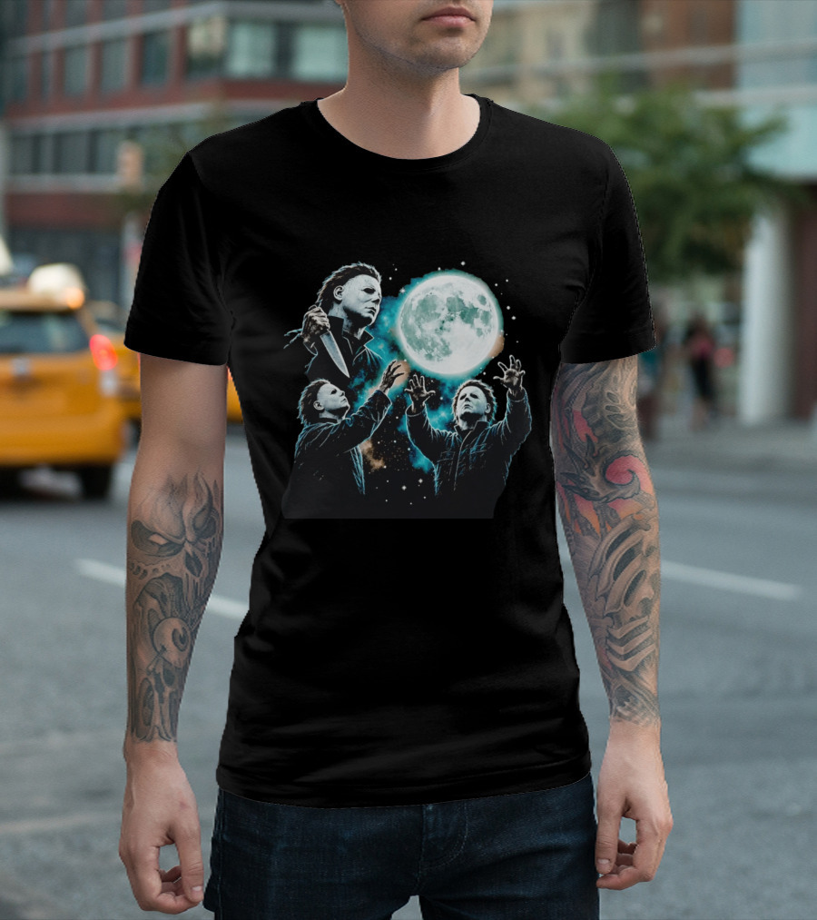 Michael Myers Halloween Moon Knife Scene T-Shirt