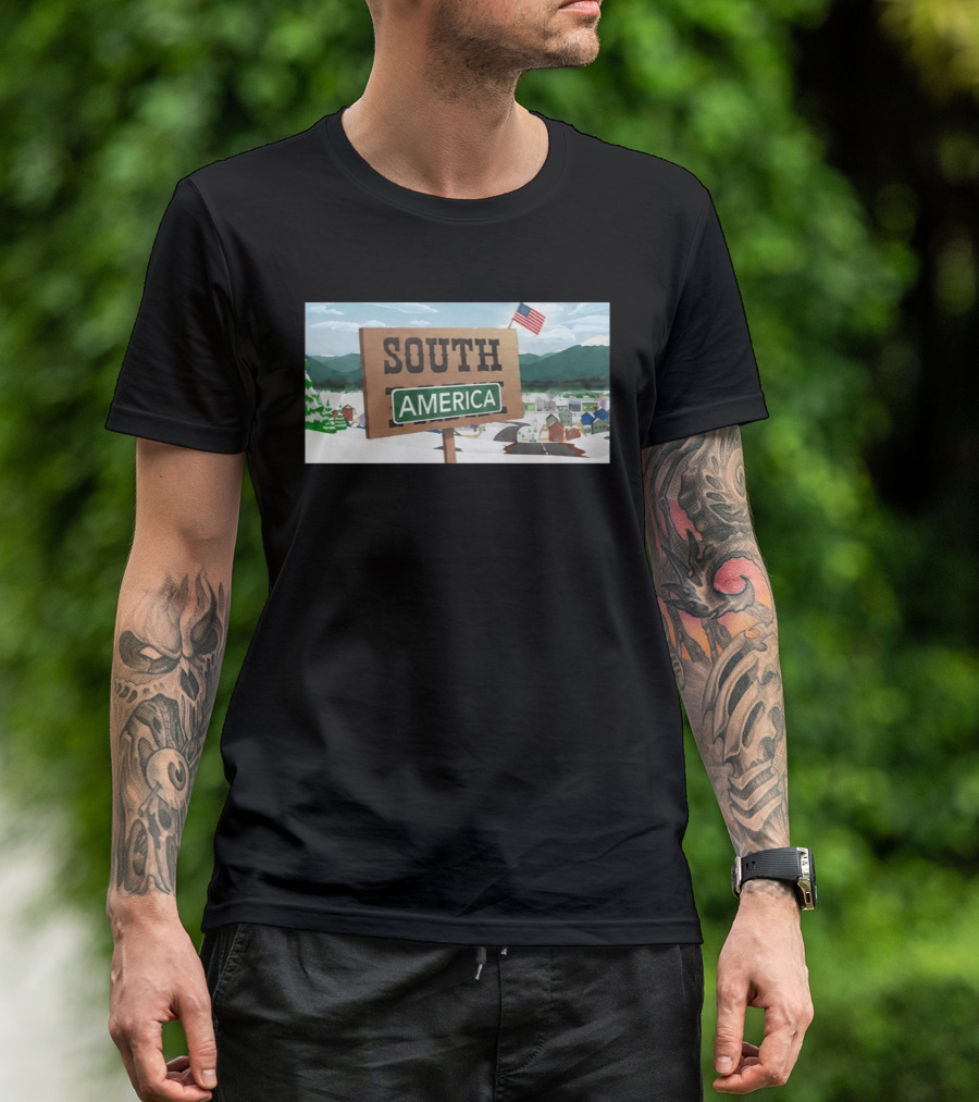 South America Sign With USA Flag Satire T-Shirt