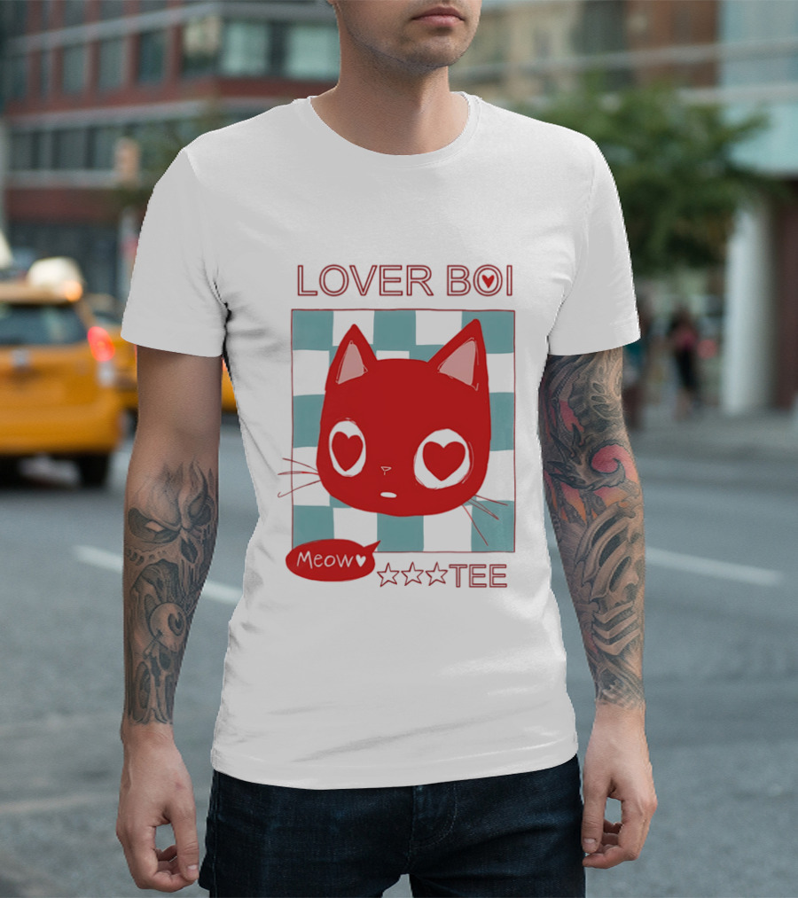 Lover Boi Meow Red Cat Star T-Shirt
