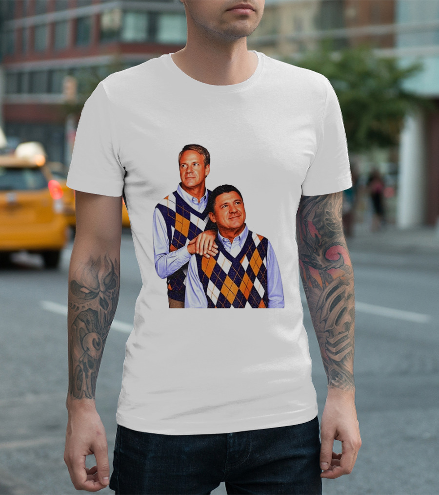 LSU Coaches Step Brothers Argyle Sweater Lane Kiffin T-Shirt