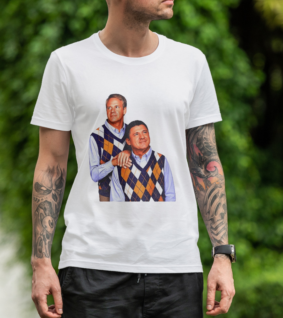 LSU Coaches Step Brothers Argyle Sweater Lane Kiffin T-Shirt