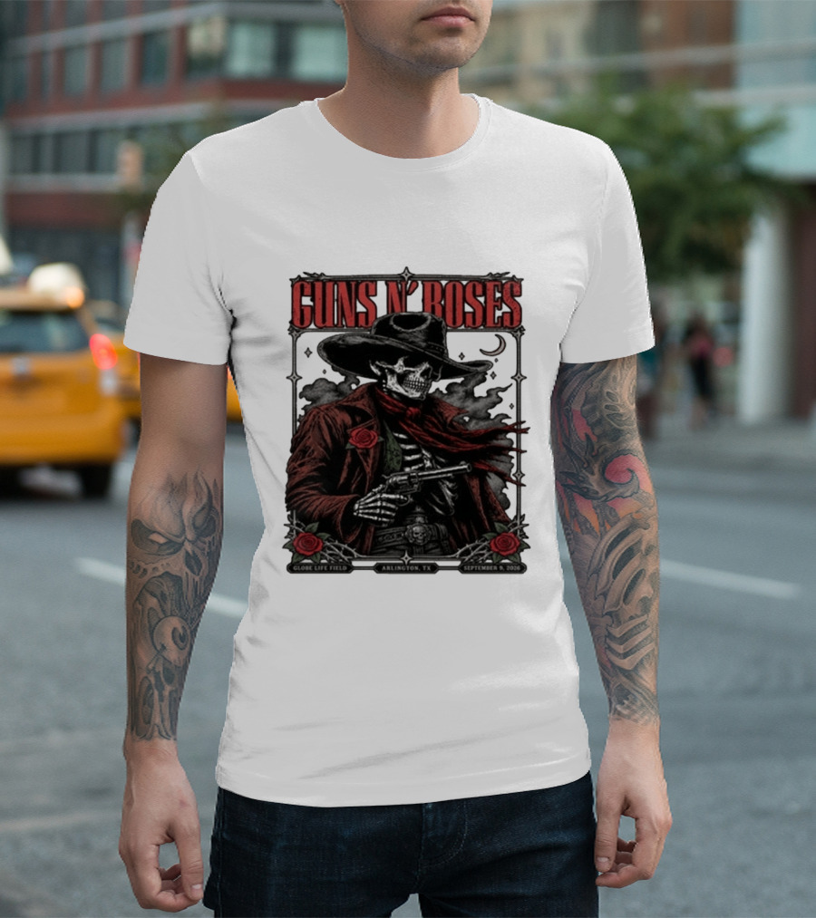 Guns N' Roses Skeleton Cowboy Globe Life Field Arlington TX September 9 2026 T-Shirt