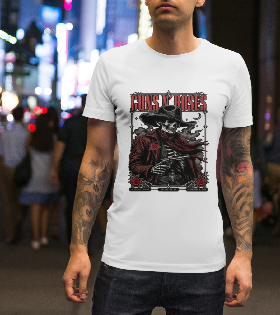 Guns N' Roses Skeleton Cowboy Globe Life Field Arlington TX September 9 2026 T-Shirt