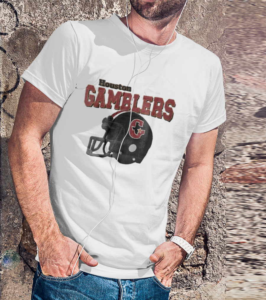 Houston Gamblers Distressed Football Helmet T-Shirt