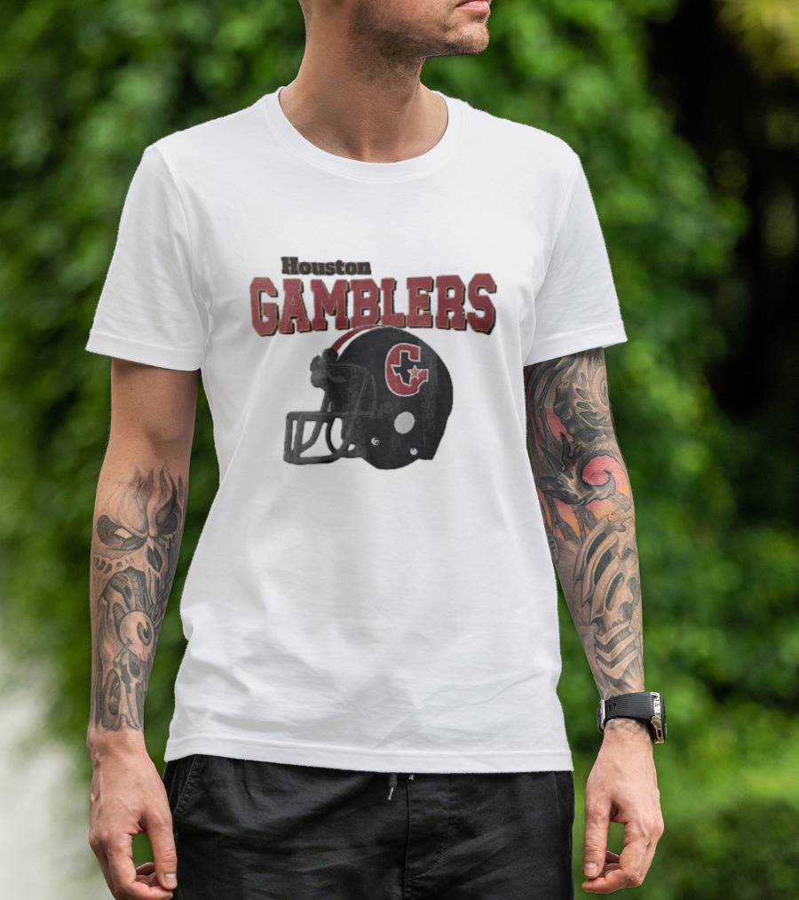 Houston Gamblers Distressed Football Helmet T-Shirt