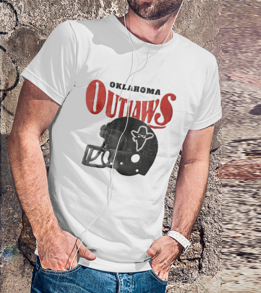 Oklahoma Outlaws Distressed Black Helmet Masked Bandit 2025 T-Shirt