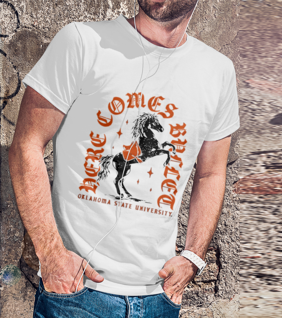 Oklahoma State University Here Comes Bullet Horse Riding Spirit T-Shirt