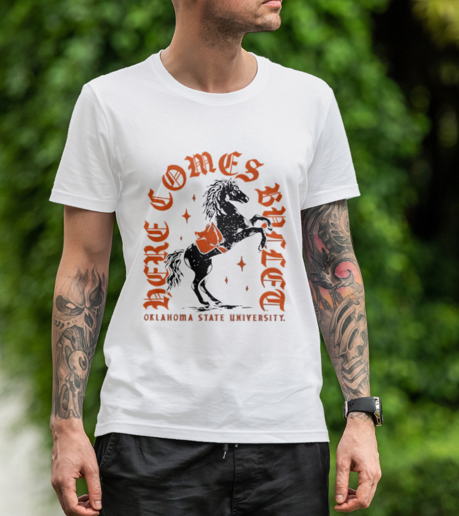 Oklahoma State University Here Comes Bullet Horse Riding Spirit T-Shirt