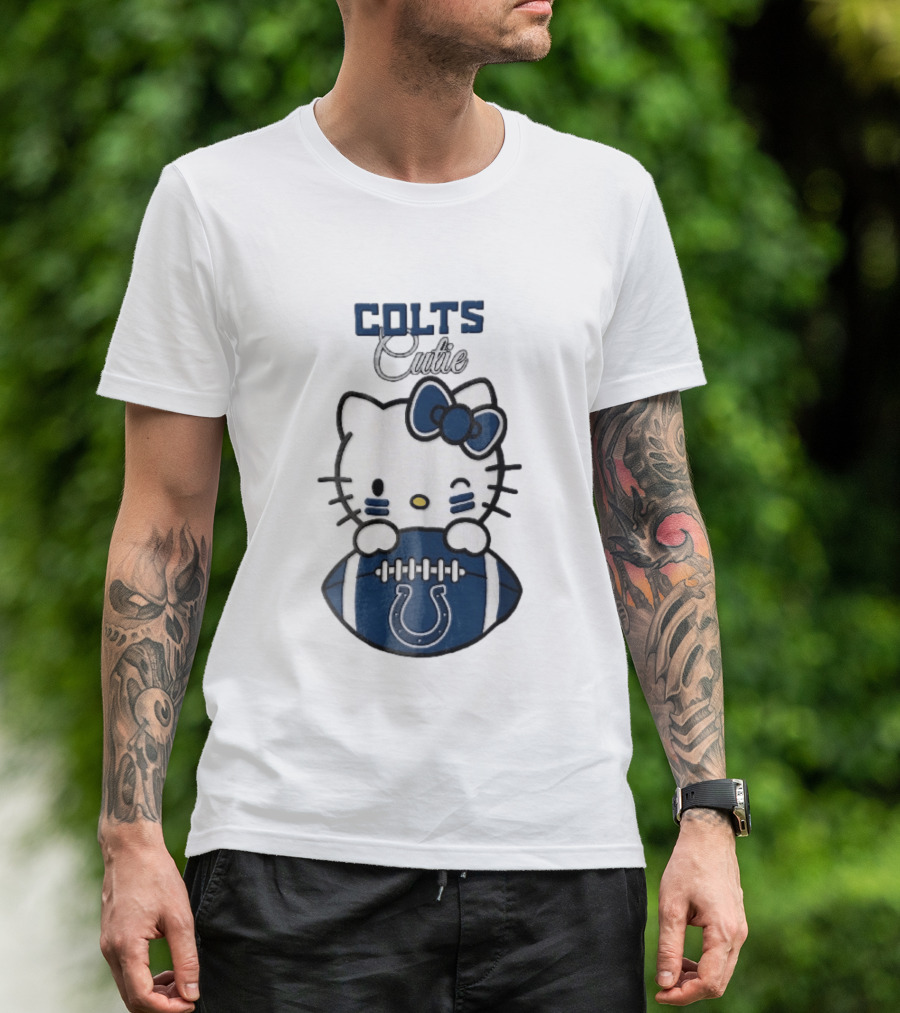 Indianapolis Colts Cutie Cartoon Cat Football Bow T-Shirt