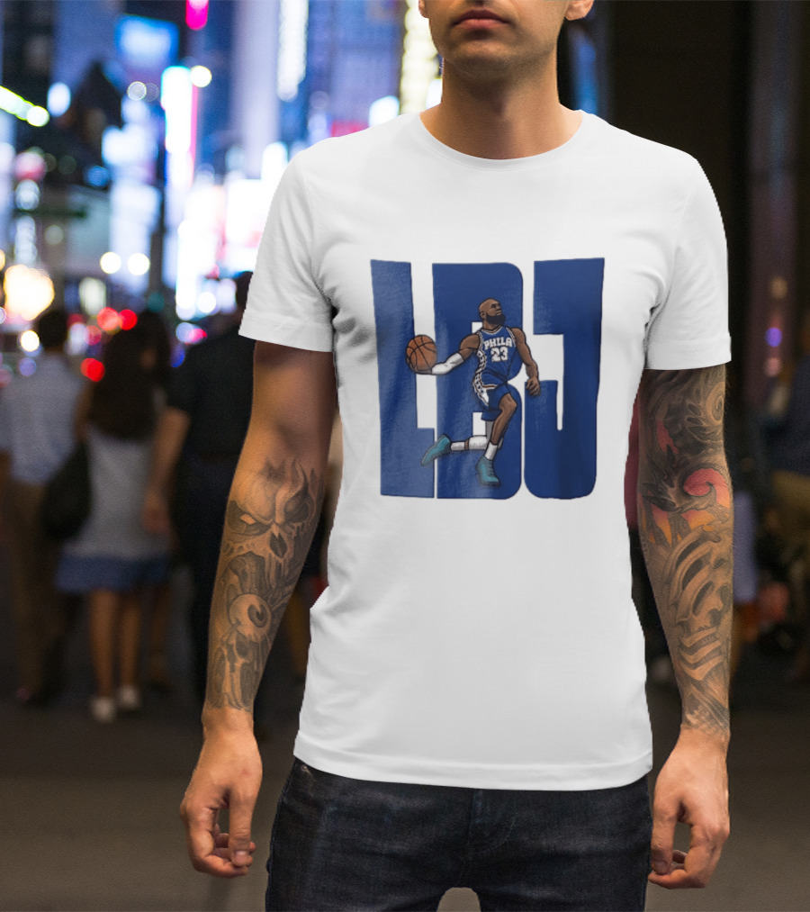 Philadelphia 76ers Phila 23 Cartoon Caricature Basketball Player Dribbling Lbj T-Shirt