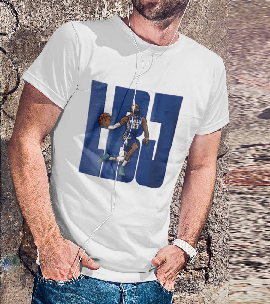 Philadelphia 76ers Phila 23 Cartoon Caricature Basketball Player Dribbling Lbj T-Shirt