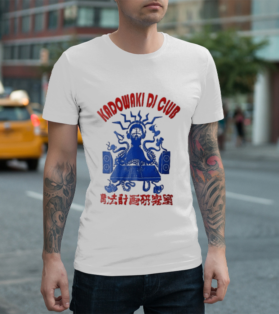 Kadowaki Dj Club Blue Octopus Turntable Brain Headphones Speakers 2024 T-Shirt