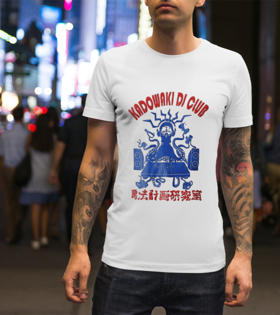 Kadowaki Dj Club Blue Octopus Turntable Brain Headphones Speakers 2024 T-Shirt