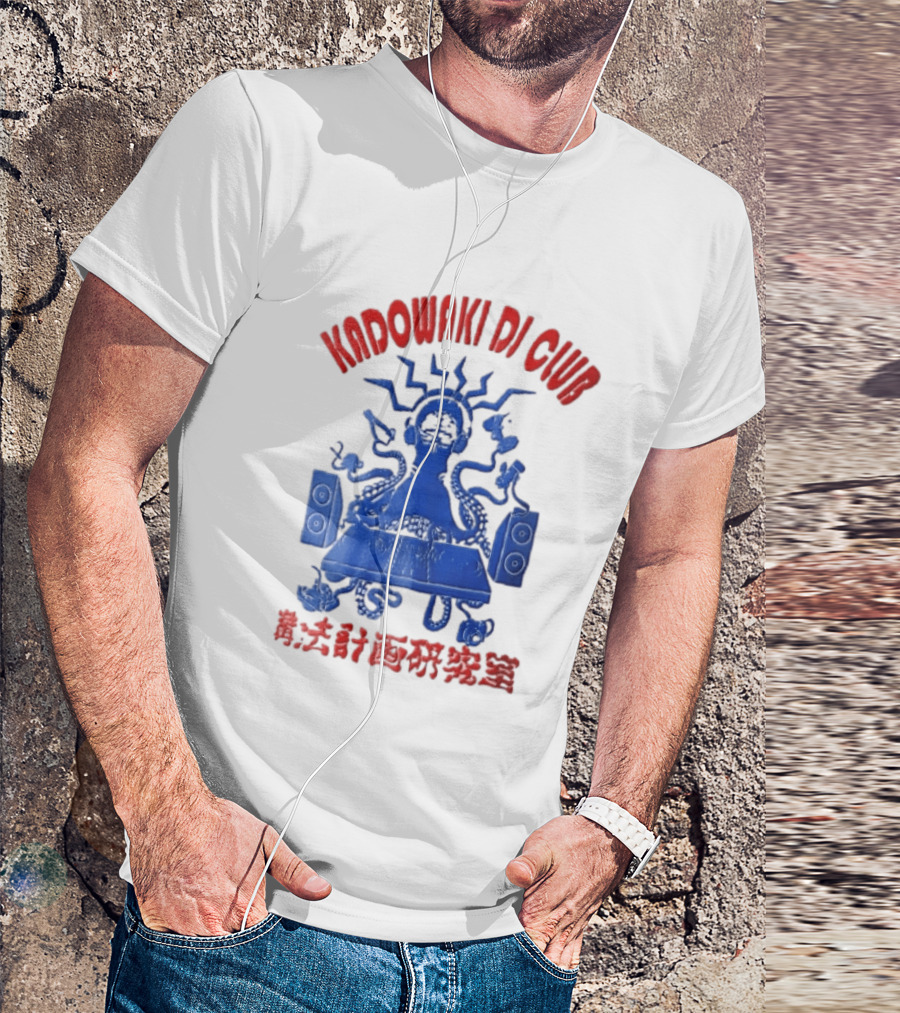 Kadowaki Dj Club Blue Octopus Turntable Brain Headphones Speakers 2024 T-Shirt