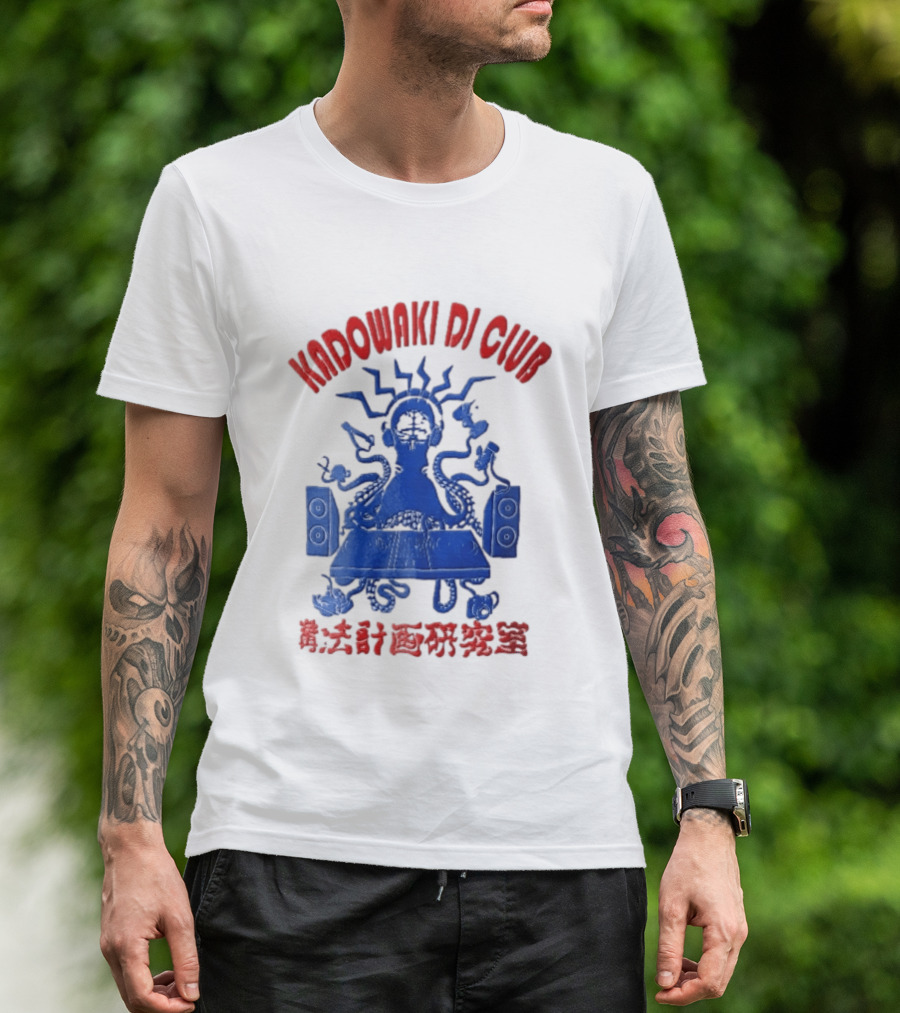 Kadowaki Dj Club Blue Octopus Turntable Brain Headphones Speakers 2024 T-Shirt