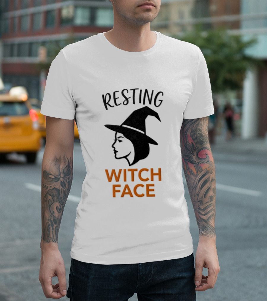 Resting Witch Face Halloween Witch Hat T-Shirt