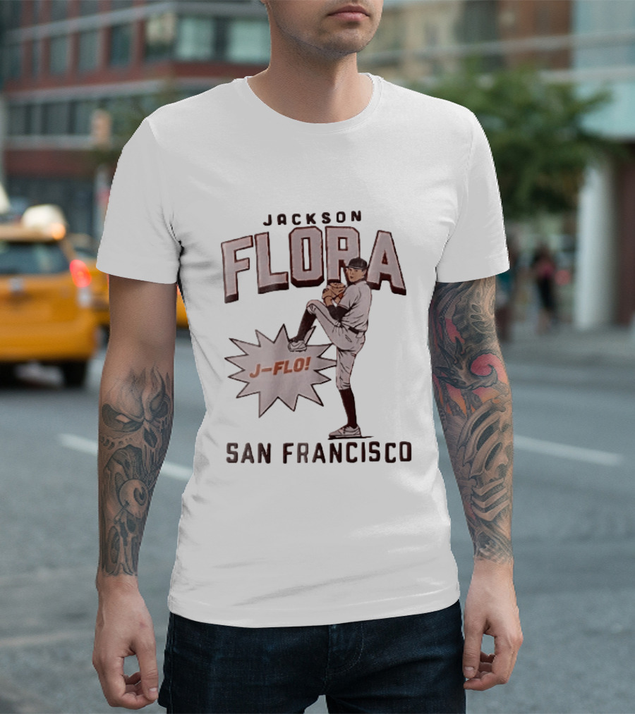 Jackson Flora J Flo Baseball Pitcher San Francisco Starburst T-Shirt