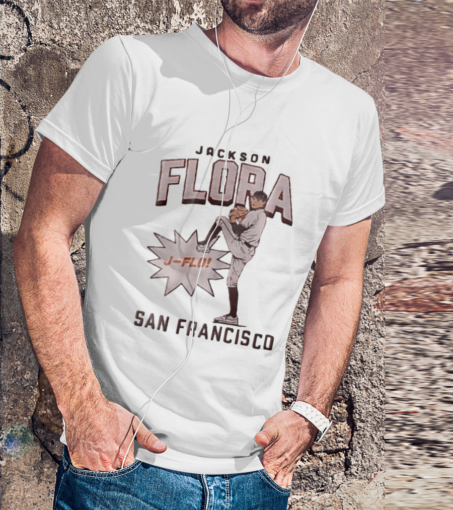 Jackson Flora J Flo Baseball Pitcher San Francisco Starburst T-Shirt