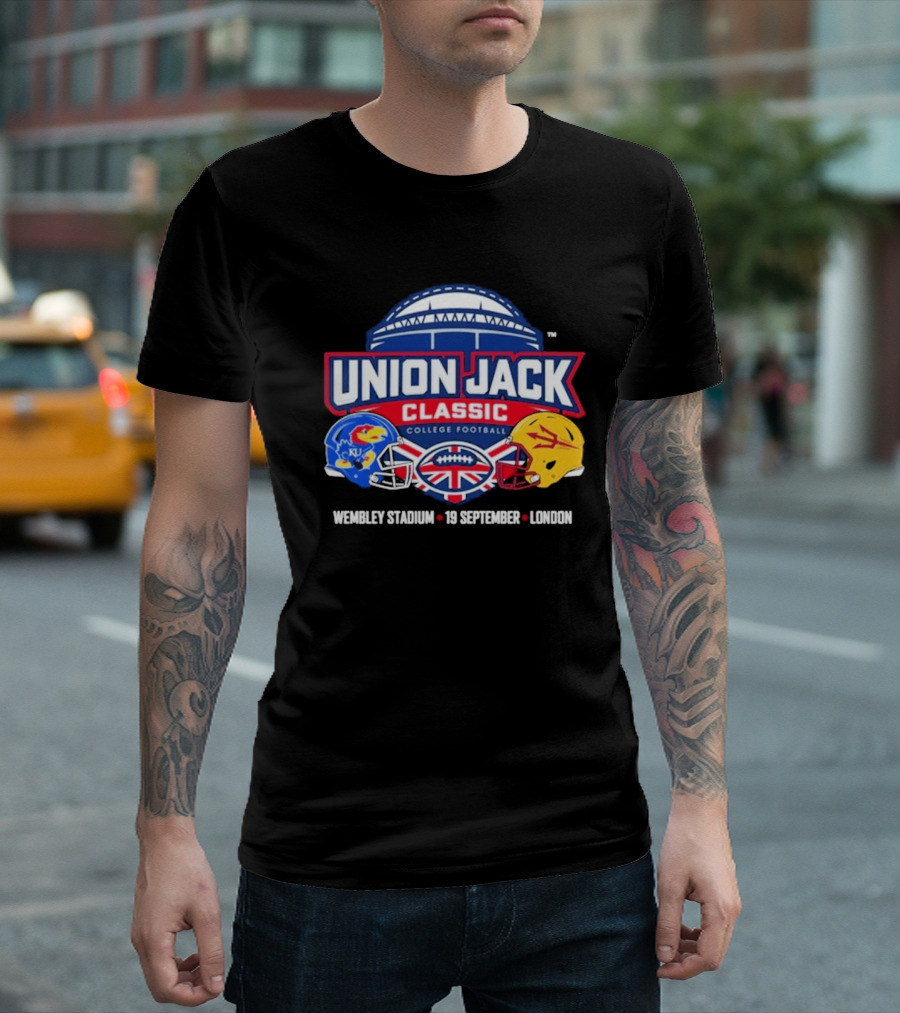 Union Jack Classic College Football Kansas Vs Arizona State Wembleу Stadium London 19 September 2026 T-Shirt