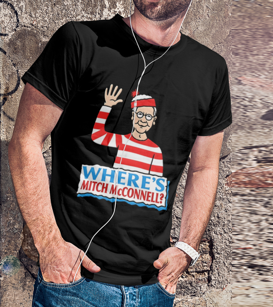 Where's Mitch McConnell Red White Stripes Waving T-Shirt