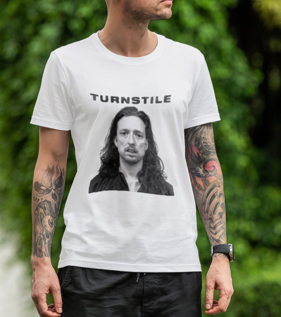 Turnstile Man Black And White T-Shirt
