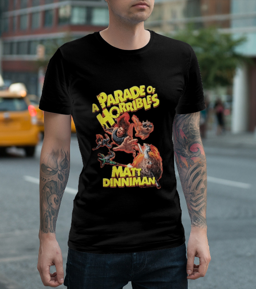 A Parade Of Horribles Matt Dinniman Action Fantasy Characters Flying Flaming Ball Adventure T-Shirt