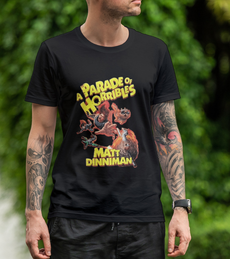 A Parade Of Horribles Matt Dinniman Action Fantasy Characters Flying Flaming Ball Adventure T-Shirt