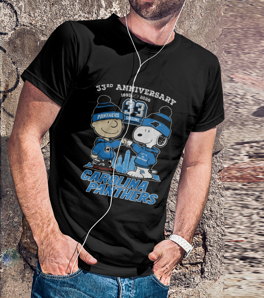 Charlie Brown Snoopy Carolina Panthers 33rd Anniversary 1993 2026 Seasons T-Shirt