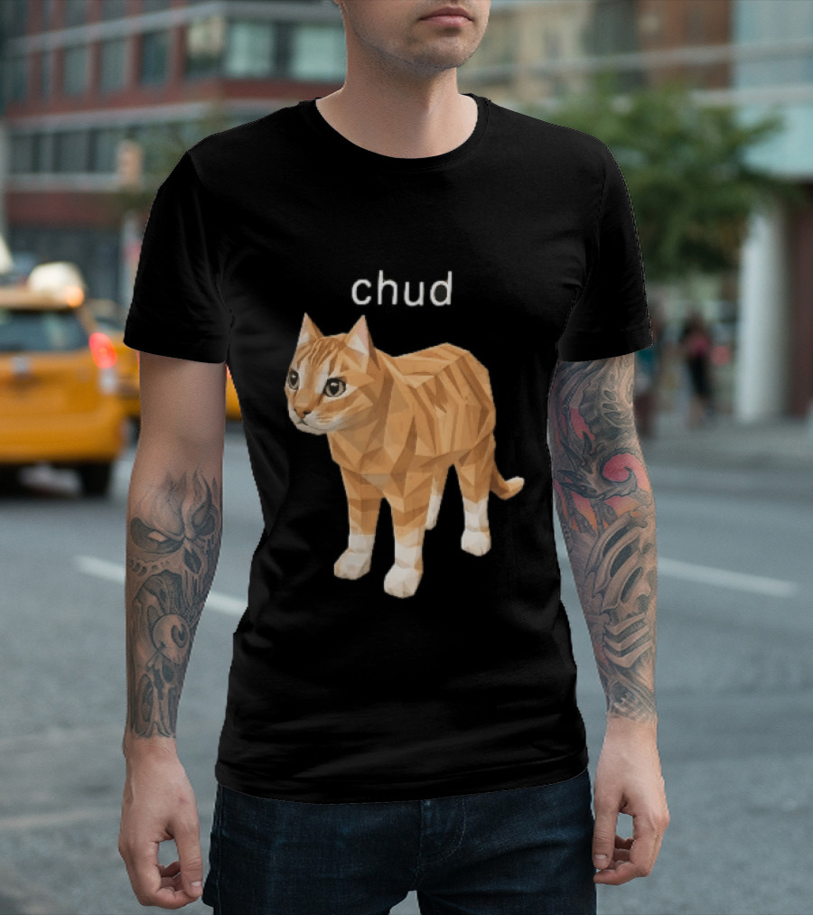 Chud Low Poly Geometric Orange Tabby Cat T-Shirt