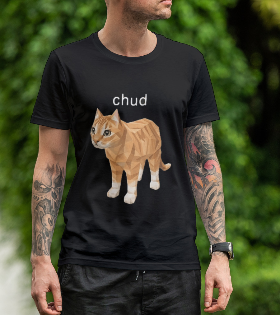 Chud Low Poly Geometric Orange Tabby Cat T-Shirt