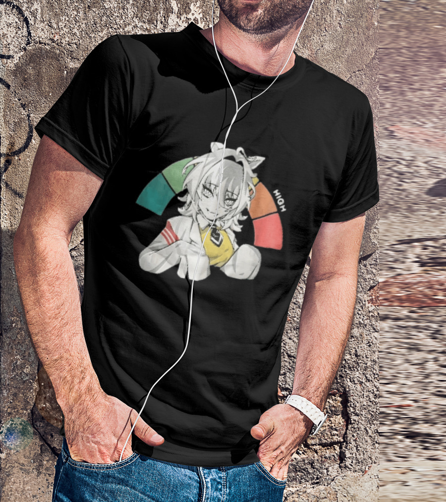 High Anime Cat Girl White Hair Threat Meter Gauge T-Shirt