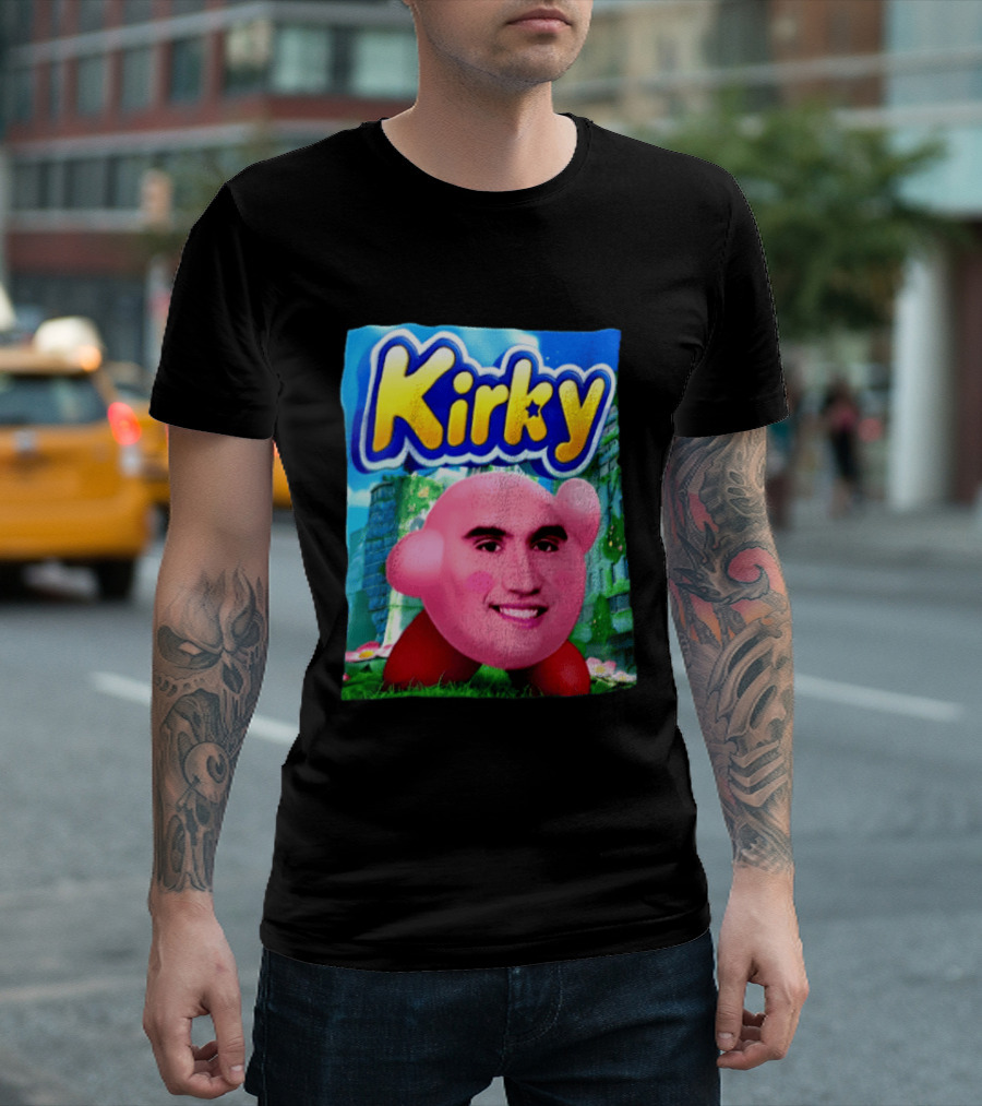 Kirky Kirby Nintendo Inspired Face Mashup Retro Gaming Nostalgia T-Shirt