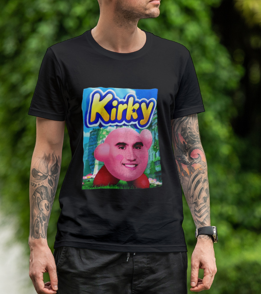 Kirky Kirby Nintendo Inspired Face Mashup Retro Gaming Nostalgia T-Shirt