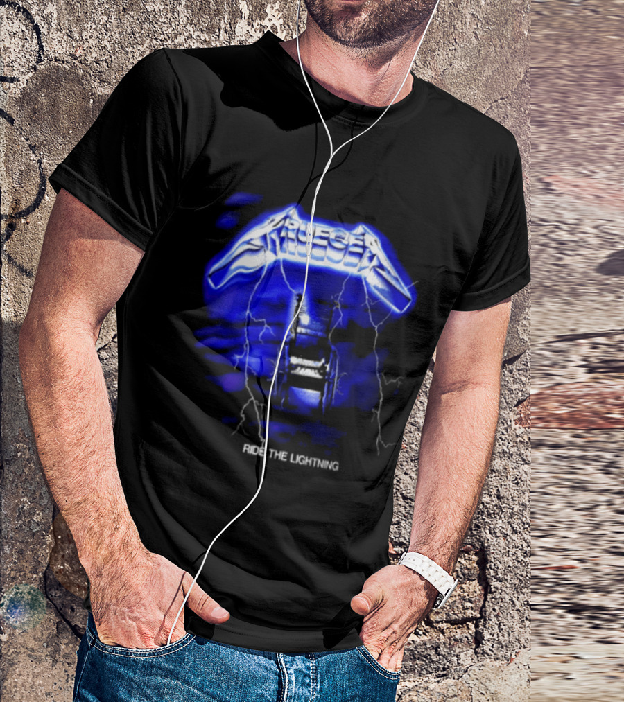 Krueger Ride The Lightning Wheelchair Electric Blue Thunderbolt T-Shirt