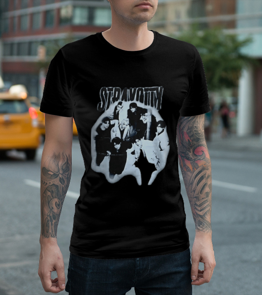 Stravotty K Pop Boy Group Monochrome Distressed Bootleg Photo T-Shirt