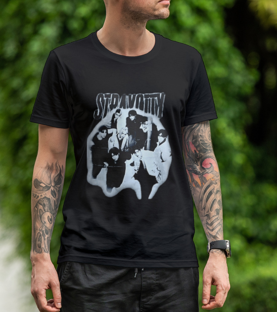 Stravotty K Pop Boy Group Monochrome Distressed Bootleg Photo T-Shirt
