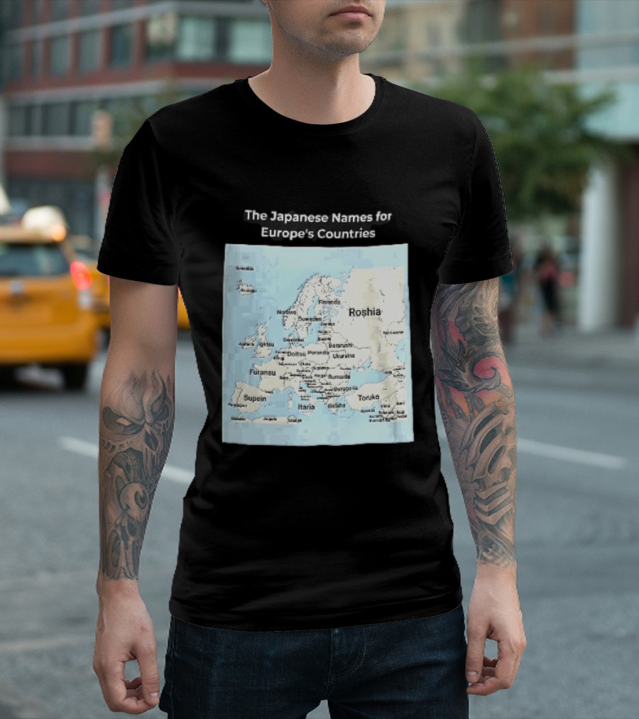 The Japanese Names For European Countries Map With Labels T-Shirt