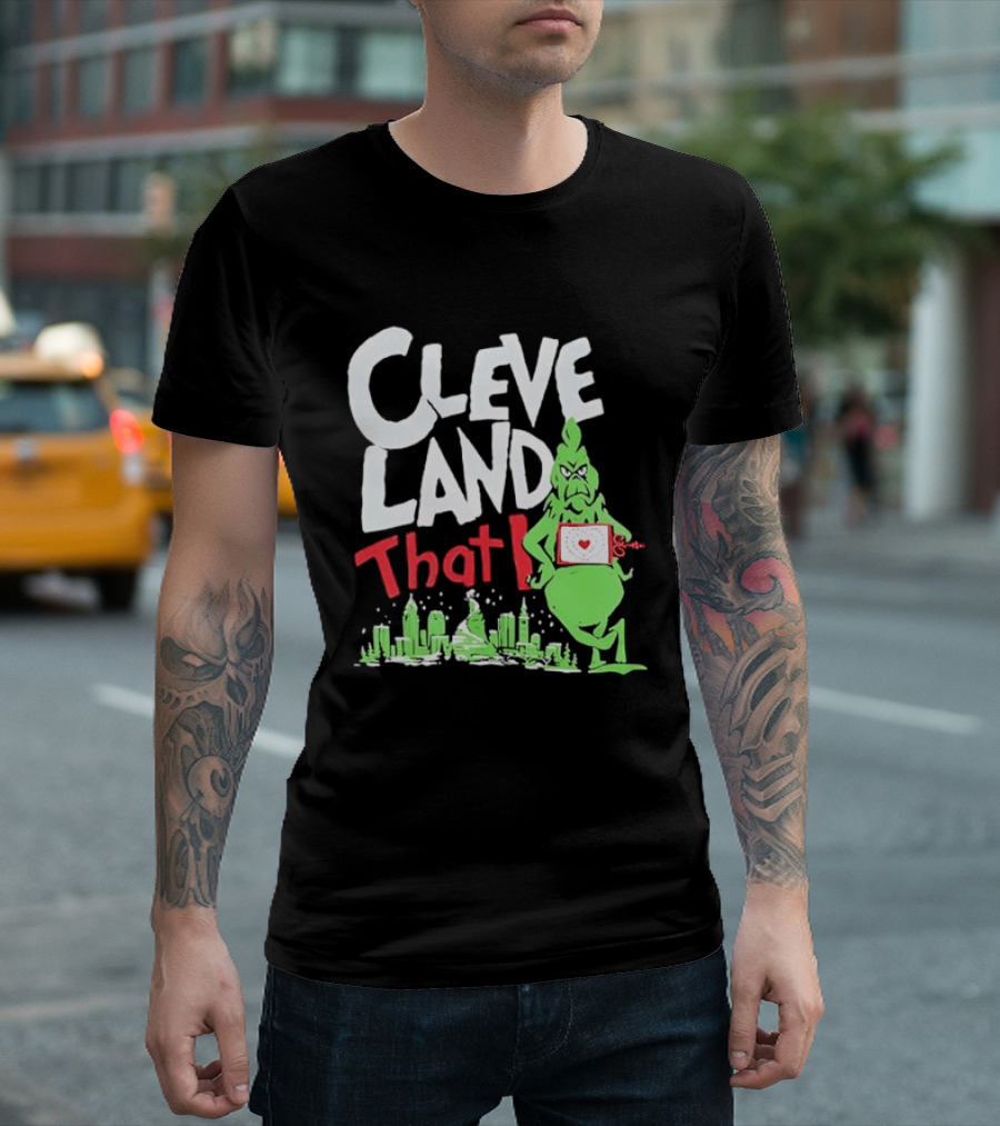 Cleveland That I Grinch Holiday Skyline Sweater T-Shirt