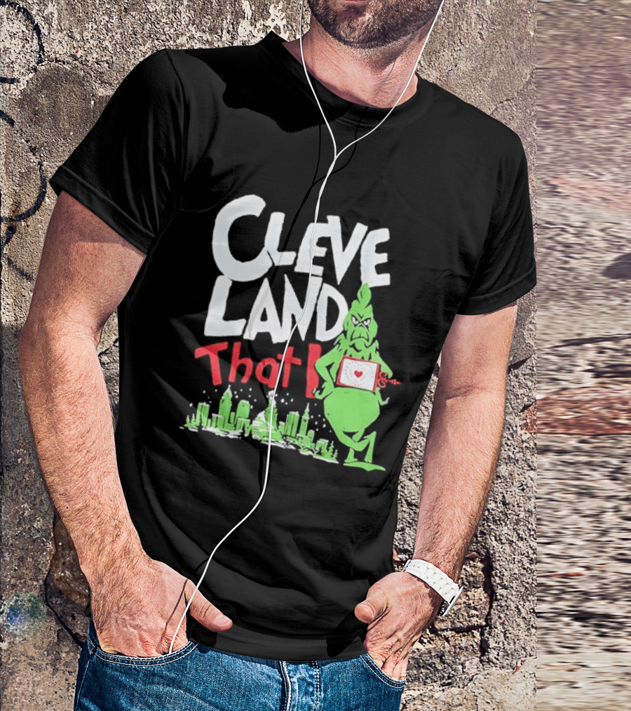 Cleveland That I Grinch Holiday Skyline Sweater T-Shirt