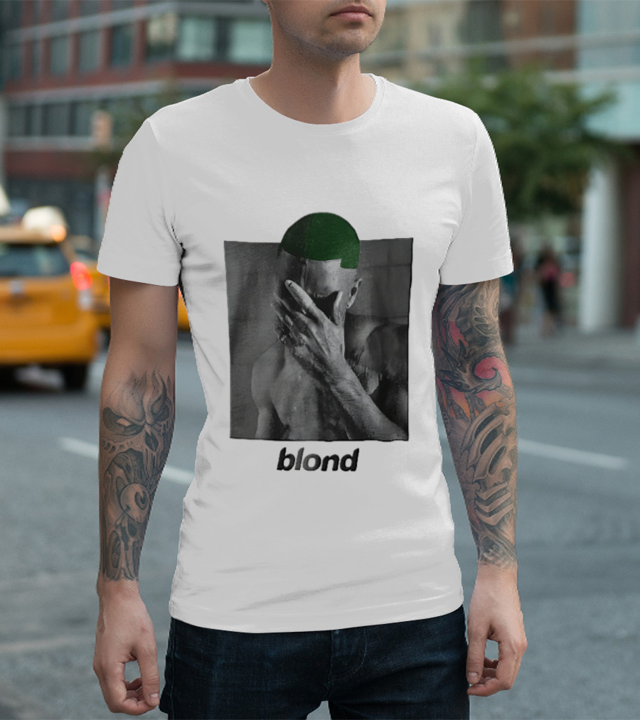 Blond Frank Ocean Green Hair Covering Face Halftone T-Shirt
