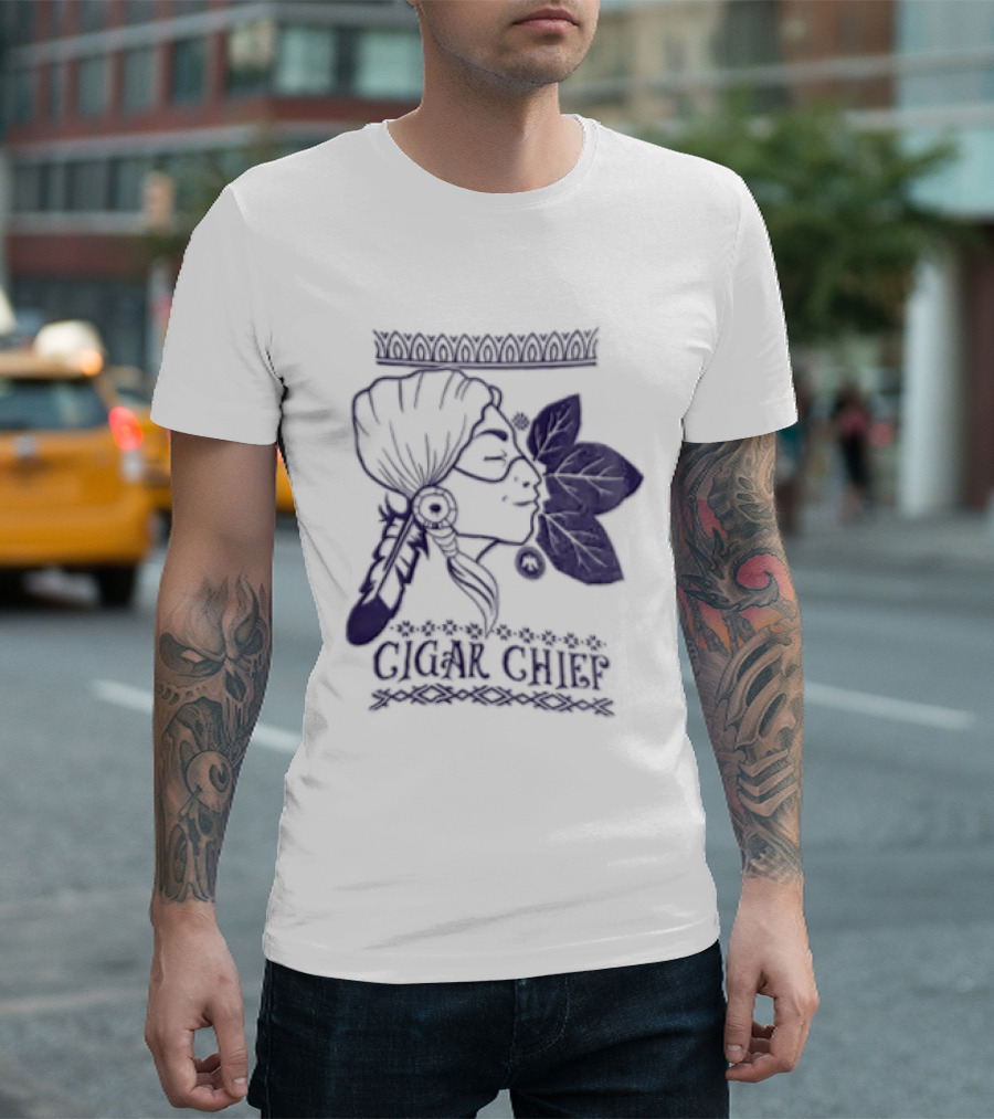 Cigar Chief Native American Smoking Profile T-Shirt