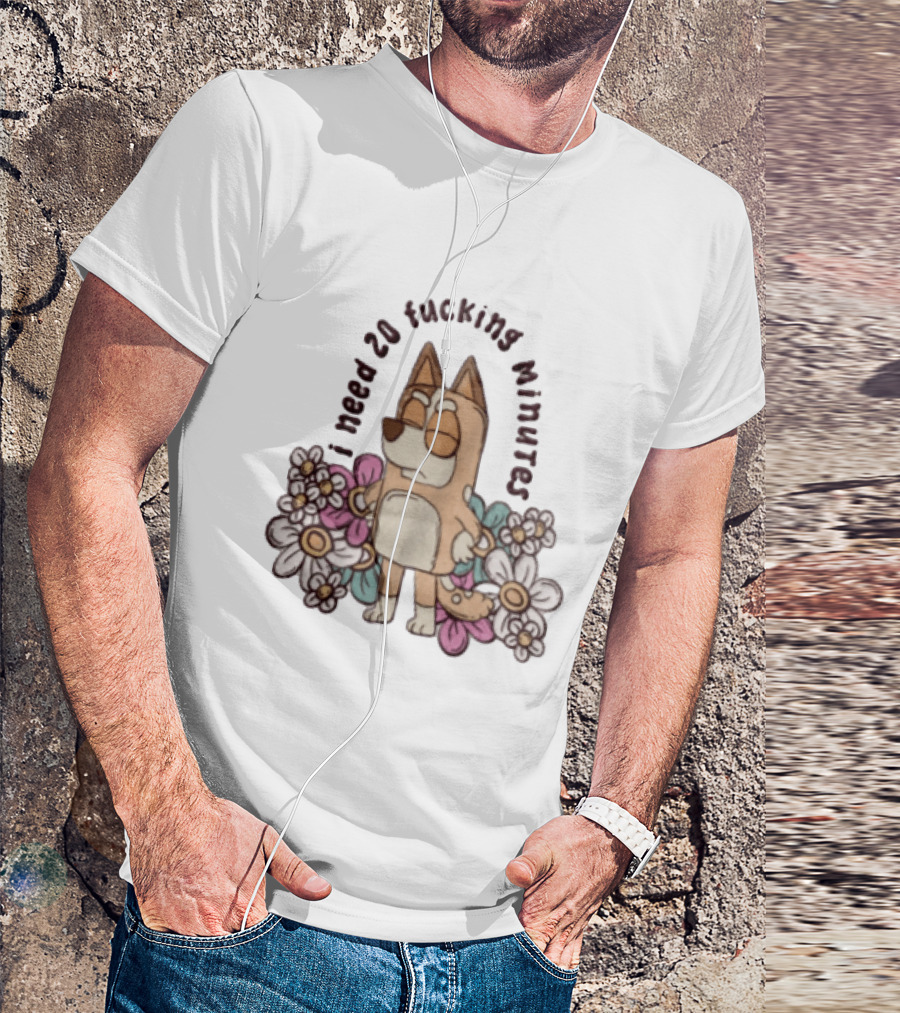 I Need 20 Fucking Minutes Bluey Bingo Floral T-Shirt